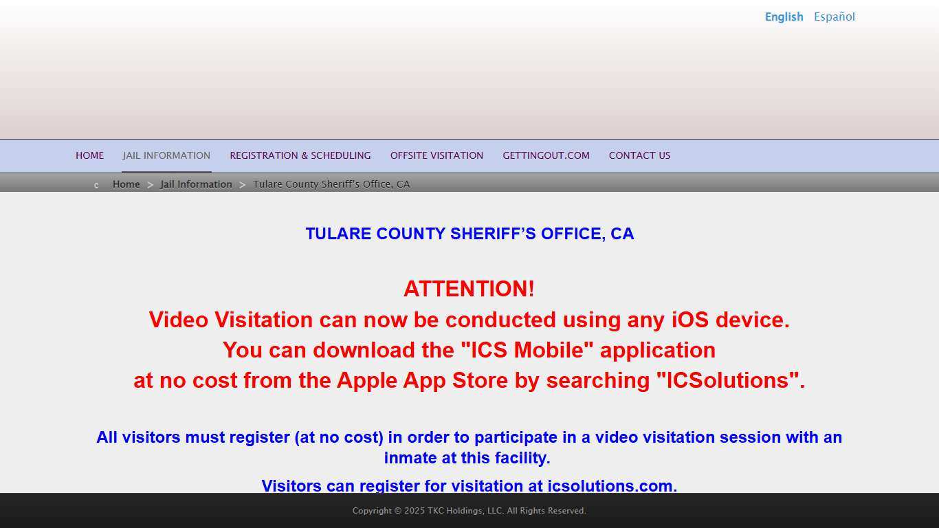Tulare County Sheriff’s Office, CA - The Visitor by ICSolutions