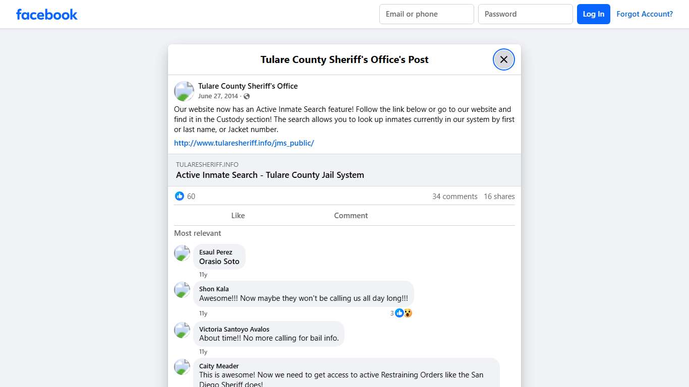 Our website now has an... - Tulare County Sheriff's Office | Facebook